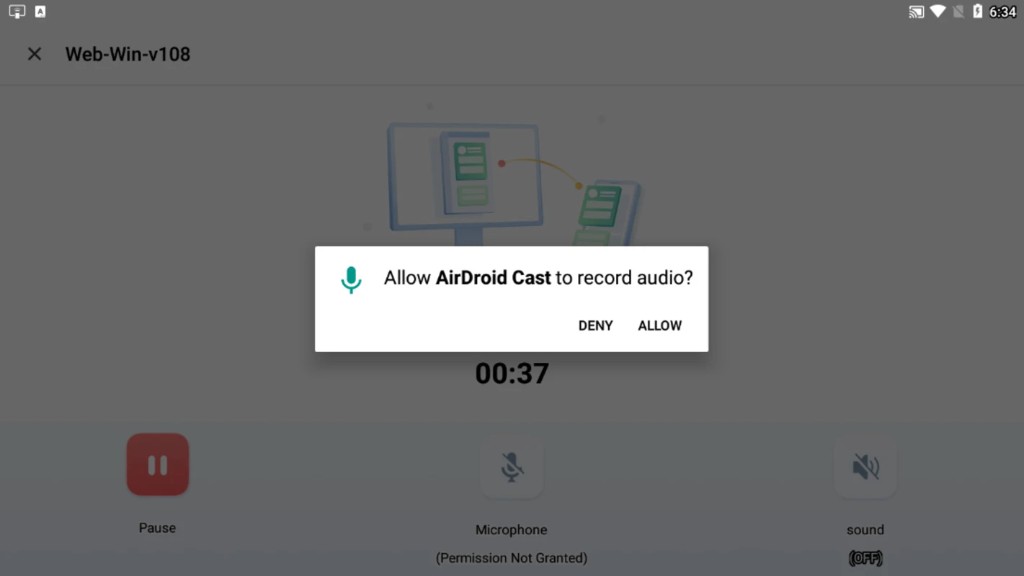Android permission dialog to allow AirDroid Cast to record audio