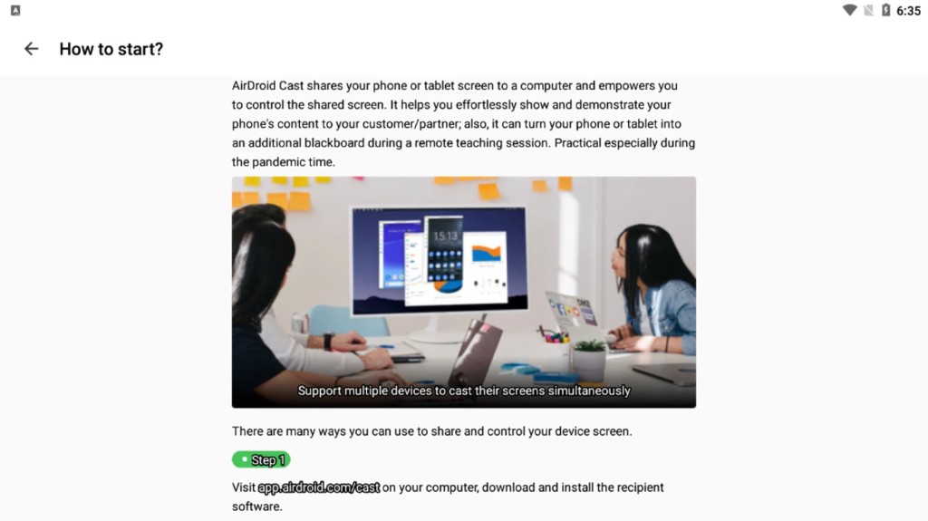 How to start guide showing multi-device casting to a desktop monitor in a meeting